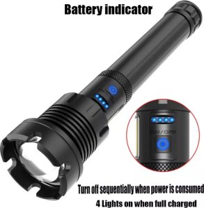 Latarka Tech-Led Supermocna latarka taktyczna 40w 5000lm XHP90 zoom USB 7 trybów pracy Supermocna latarka taktyczna 40w 5000lm XHP90 zoom USB 7 trybów pracy 3