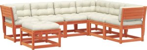 vidaXL 7-cz. zestaw mebli ogrodowych z poduszkami, woskowy brąz, sosna 2