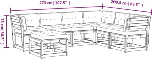 vidaXL 7-cz. zestaw mebli ogrodowych z poduszkami, woskowy brąz, sosna 9