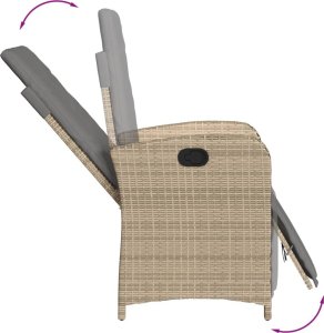 vidaXL 9-cz. zestaw mebli ogrodowych z poduszkami, beżowy, polirattan 5