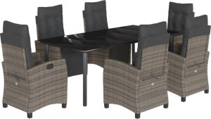 vidaXL 7-cz. zestaw mebli ogrodowych z poduszkami, szary, rattan PE 2