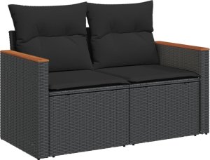 vidaXL 12-cz. zestaw mebli do ogrodu, z poduszkami, czarny, polirattan 4