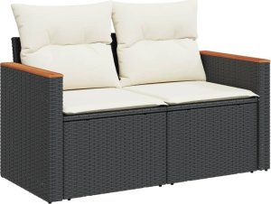 vidaXL 9-cz. zestaw wypoczynkowy do ogrodu, z poduszkami, czarny 5