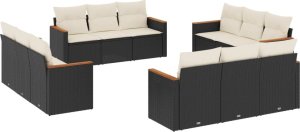 vidaXL 12-cz. zestaw mebli do ogrodu, z poduszkami, czarny, polirattan 2