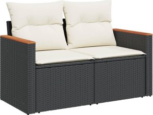 vidaXL 11-cz. zestaw wypoczynkowy do ogrodu, poduszki czarny rattan PE 3