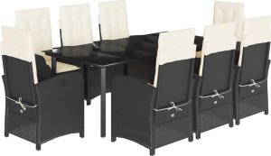 vidaXL 9-cz. zestaw mebli ogrodowych z poduszkami, czarny, rattan PE 2