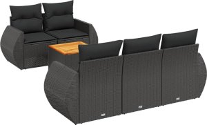 vidaXL 6-cz. zestaw mebli ogrodowych z poduszkami, czarny polirattan 2