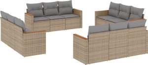 vidaXL 12-cz. zestaw mebli ogrodowych z poduszkami, mieszany beż 2