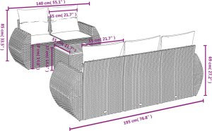 vidaXL 6-cz. zestaw mebli ogrodowych z poduszkami, szary, polirattan 7