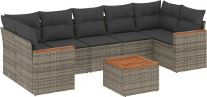 vidaXL 8-cz. zestaw mebli ogrodowych z poduszkami, szary, polirattan 2