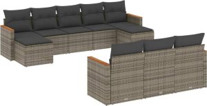 vidaXL 10-cz. zestaw wypoczynkowy do ogrodu, z poduszkami, szary 2