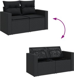 vidaXL 7-cz. zestaw wypoczynkowy do ogrodu, z poduszkami, czarny 3