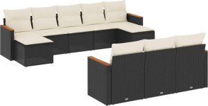 vidaXL 10-cz. zestaw wypoczynkowy do ogrodu, poduszki czarny rattan PE 2
