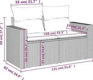 vidaXL 11-cz. zestaw wypoczynkowy do ogrodu, poduszki czarny rattan PE 12