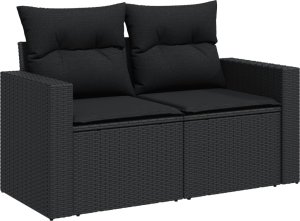 vidaXL 11-cz. zestaw wypoczynkowy do ogrodu, poduszki czarny rattan PE 7