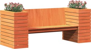 vidaXL Ławka z donicami, woskowy brąz, 167,5x60x65 cm, drewno sosnowe 4