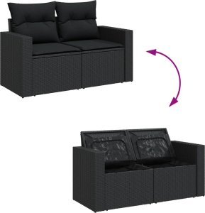 vidaXL 4-cz. zestaw wypoczynkowy do ogrodu, poduszki, czarny rattan PE 9