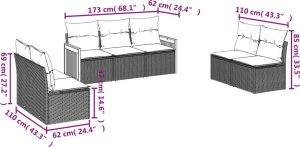 vidaXL 7-cz. zestaw wypoczynkowy do ogrodu, z poduszkami, beżowy 3