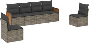 vidaXL 6-cz. zestaw mebli ogrodowych z poduszkami, szary, polirattan 2