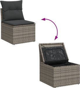 vidaXL 7-cz. zestaw wypoczynkowy do ogrodu, z poduszkami, szary 8