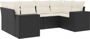 vidaXL 6-cz. zestaw mebli ogrodowych z poduszkami, czarny polirattan 2