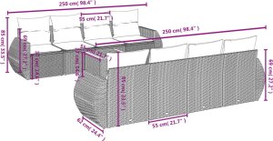 vidaXL 9-cz. zestaw wypoczynkowy do ogrodu, z poduszkami, czarny 7