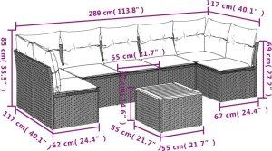 vidaXL 8-cz. zestaw wypoczynkowy do ogrodu, z poduszkami, czarny 3