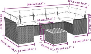 vidaXL 8-cz. zestaw wypoczynkowy do ogrodu, z poduszkami, czarny 3