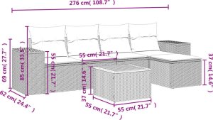 vidaXL 6-cz. zestaw mebli ogrodowych z poduszkami, szary, polirattan 3