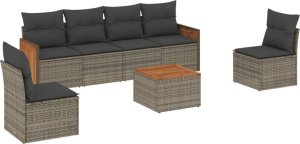 vidaXL 7-cz. zestaw wypoczynkowy do ogrodu, z poduszkami, szary 2