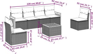 vidaXL 7-cz. zestaw wypoczynkowy do ogrodu, z poduszkami, szary 3