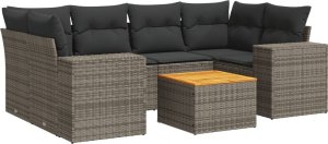 vidaXL 7-cz. zestaw wypoczynkowy do ogrodu, z poduszkami, szary 2