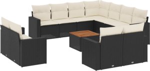 vidaXL 13-cz. zestaw mebli do ogrodu, poduszki, czarny, rattan PE 2