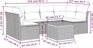 vidaXL 7-cz. zestaw wypoczynkowy do ogrodu, z poduszkami, czarny 3