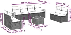 vidaXL 9-cz. zestaw mebli ogrodowych z poduszkami, szary, polirattan 3
