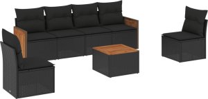 vidaXL 7-cz. zestaw wypoczynkowy do ogrodu, z poduszkami, czarny 2