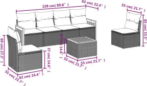 vidaXL 7-cz. zestaw wypoczynkowy do ogrodu, z poduszkami, czarny 3