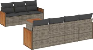 vidaXL 8-cz. zestaw mebli ogrodowych z poduszkami, szary, polirattan 2