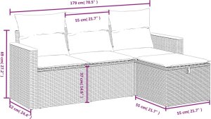 vidaXL 4-cz. zestaw wypoczynkowy do ogrodu, poduszki, czarny rattan PE 4