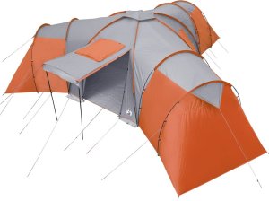 Namiot turystyczny vidaXL Namiot rodzinny, 12-os., szaro-pomarańczowy, wodoszczelny 9