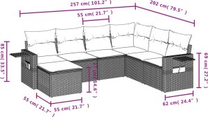 vidaXL 7-cz. zestaw wypoczynkowy do ogrodu, z poduszkami, beżowy 9