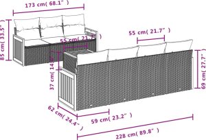 vidaXL 8-cz. zestaw wypoczynkowy do ogrodu, z poduszkami, czarny 3