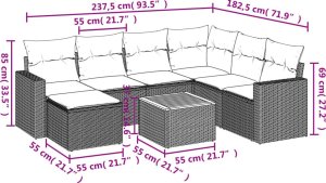 vidaXL 8-cz. zestaw wypoczynkowy do ogrodu, z poduszkami, czarny 3