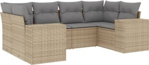 vidaXL 6-cz. zestaw mebli ogrodowych z poduszkami, beżowy, polirattan 2