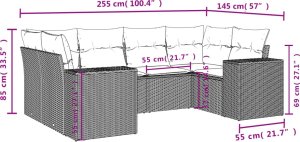 vidaXL 6-cz. zestaw mebli ogrodowych z poduszkami, beżowy, polirattan 7