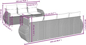 vidaXL 8-cz. zestaw mebli ogrodowych z poduszkami, szary, polirattan 7