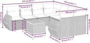 vidaXL 9-cz. zestaw mebli ogrodowych z poduszkami, szary, polirattan 8