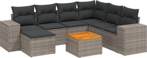 vidaXL 8-cz. zestaw mebli ogrodowych z poduszkami, szary, polirattan 2