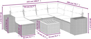 vidaXL 8-cz. zestaw mebli ogrodowych z poduszkami, szary, polirattan 9