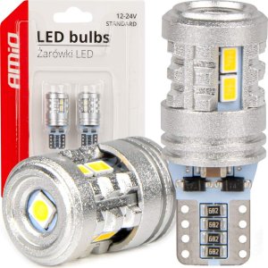 AMiO Żarówki led standard t10 w5w 6x3020 + 1x3030 smd white 12v 24v amio-03718 1